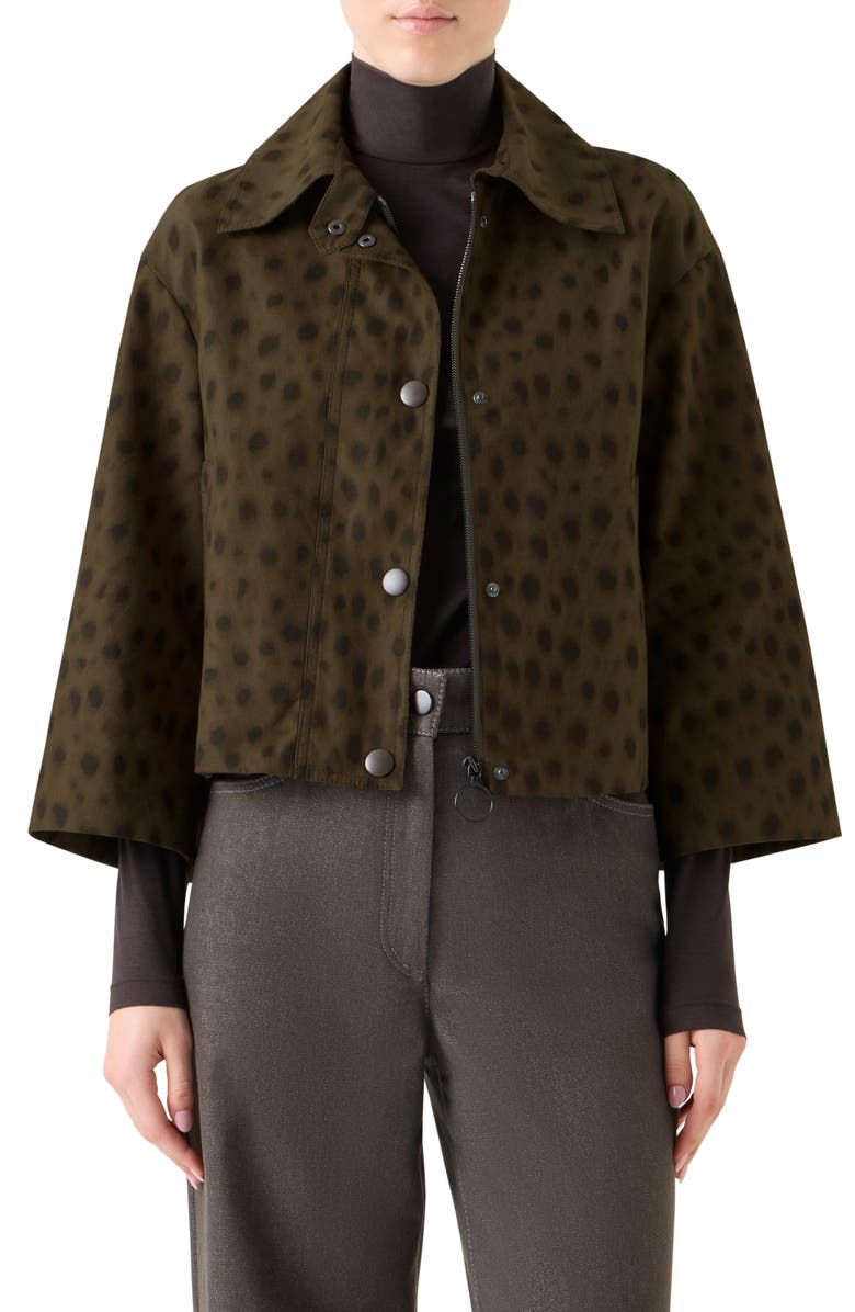 Akris punto Leopard Print Brushed Gabardine Jacket, Main, color, Hazel-Bark