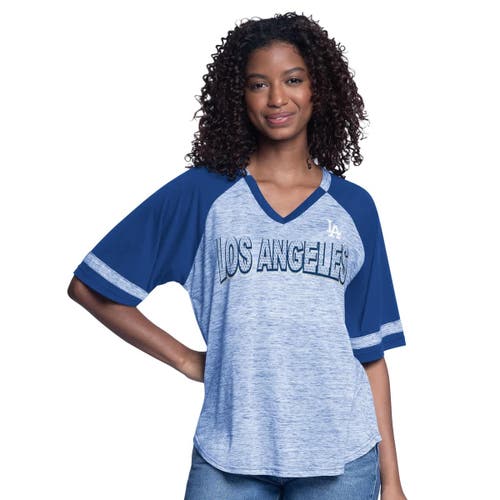 G-iii 4her By Carl Banks Royal Los Angeles Dodgers Hall Of Fame Raglan Oversized Half-sleeve Top