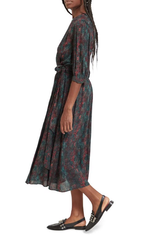 Scotch & Soda Snakeskin Print Faux Wrap Midi Dress In Snake