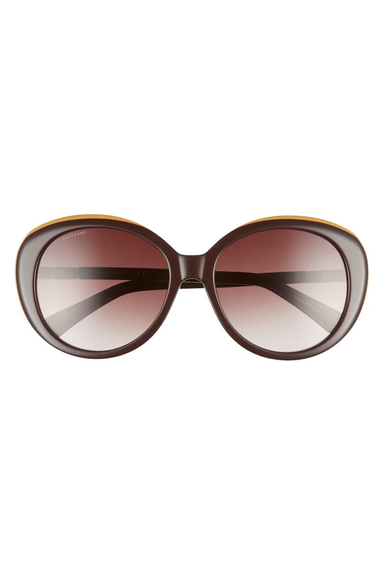 57mm Gradient Oval Sunglasses, Alternate, color, WINE/ OCHRE