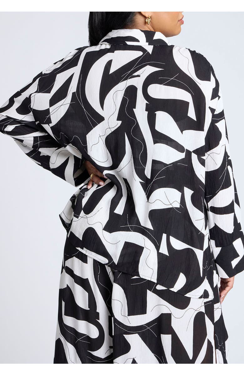 ELOQUII Printed Cover-Up Top, Alternate, color, Pool Geo