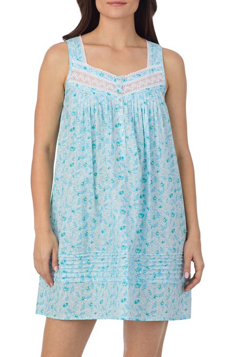 Floral Print Sleeveless Cotton Lawn Chemise