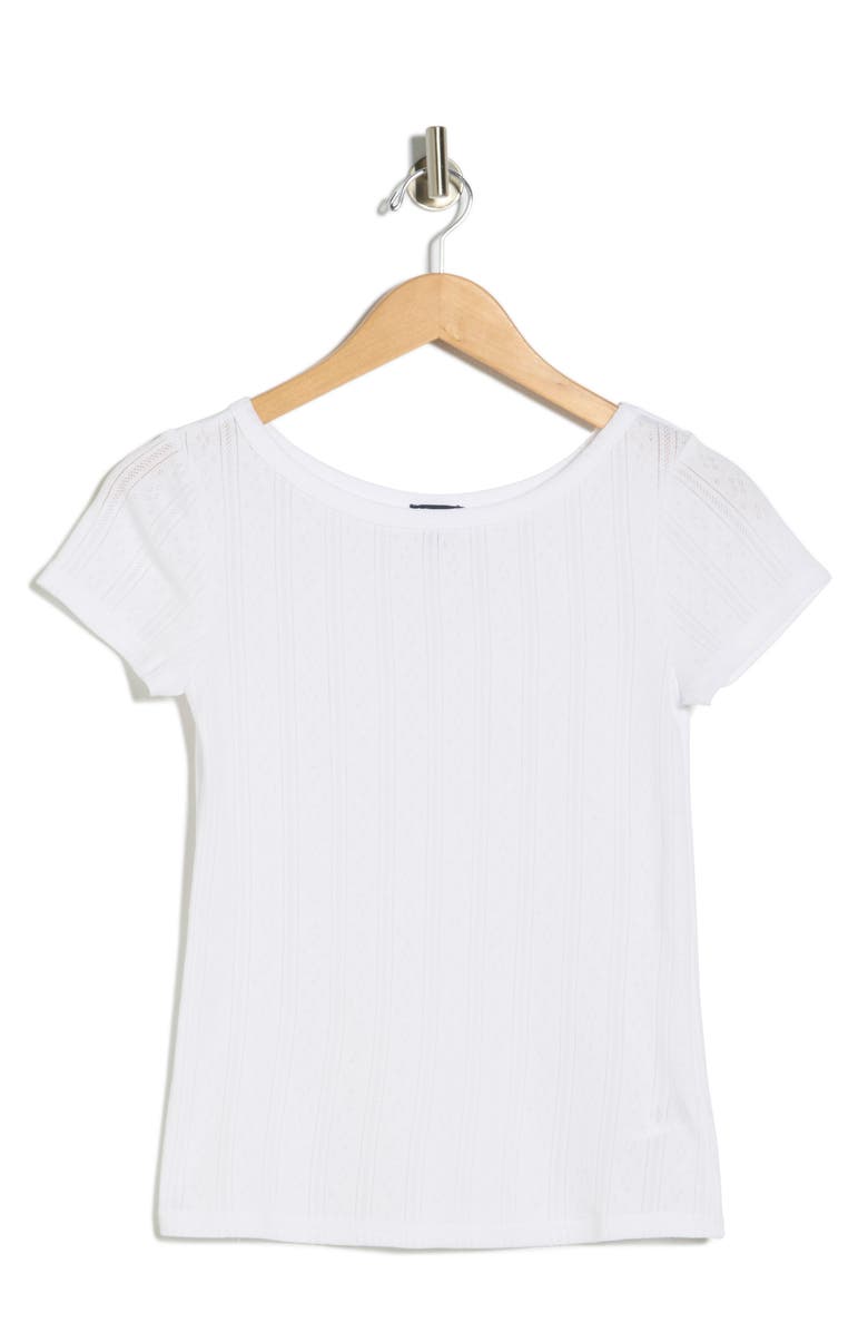 Splendid Boat Neck Pointelle T-Shirt, Main, color, White