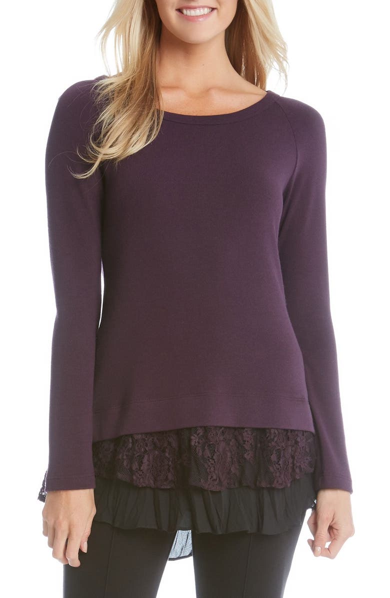 Karen Kane Lace Inset Sweater, Main, color, 