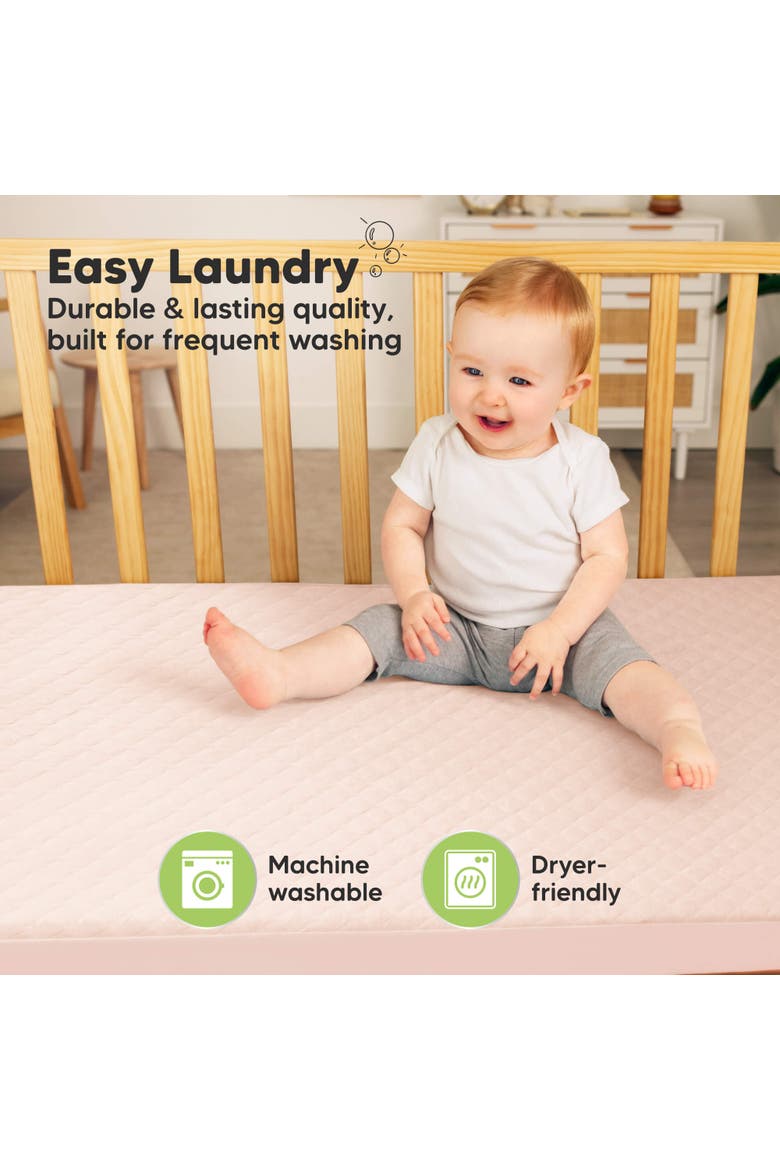 2-Pack Mavy Protect+ Waterproof Crib Mattress Protector, Alternate, color, Mist Rose