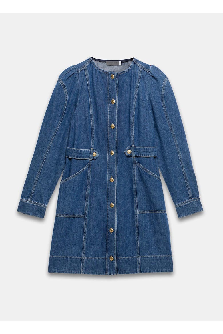 Denim Puff Sleeve Mini Dress, Alternate, color, Blue