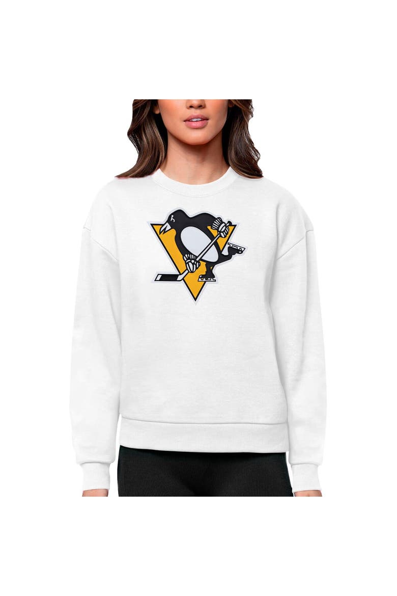 Women's Antigua White Pittsburgh Penguins Primary Logo Team Logo Victory Crewneck Pullover Sweatshirt, Main, color, White