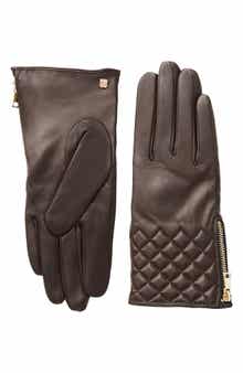 Bruno Magli Diamond Quilt Cashmere Lined Leather Gloves