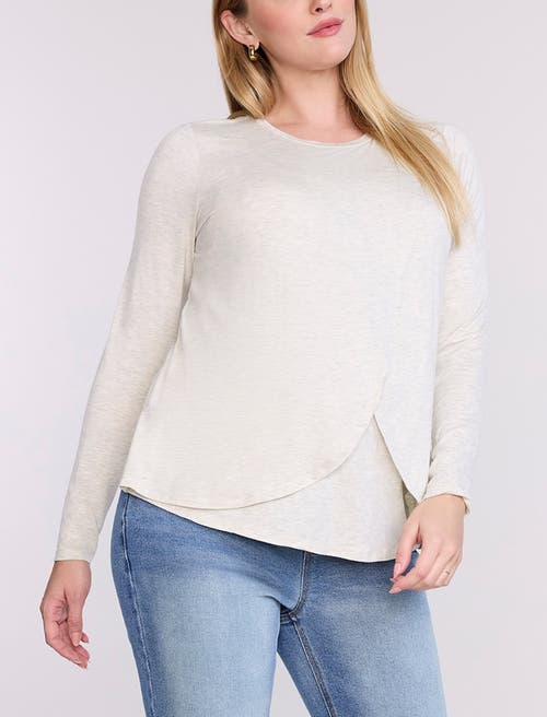 Motherhood Maternity Crewneck Long Sleeve Draped Nursing Tee In White