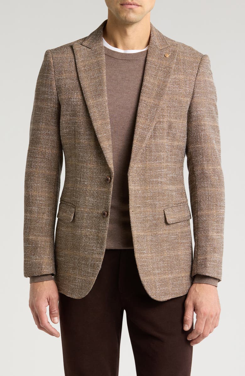 Tahari Slim Fit Textured Plaid Blazer, Main, color,