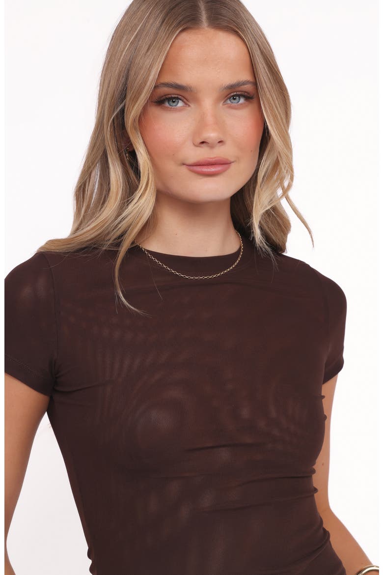 Vivian Mesh T-Shirt, Alternate, color, BROWN