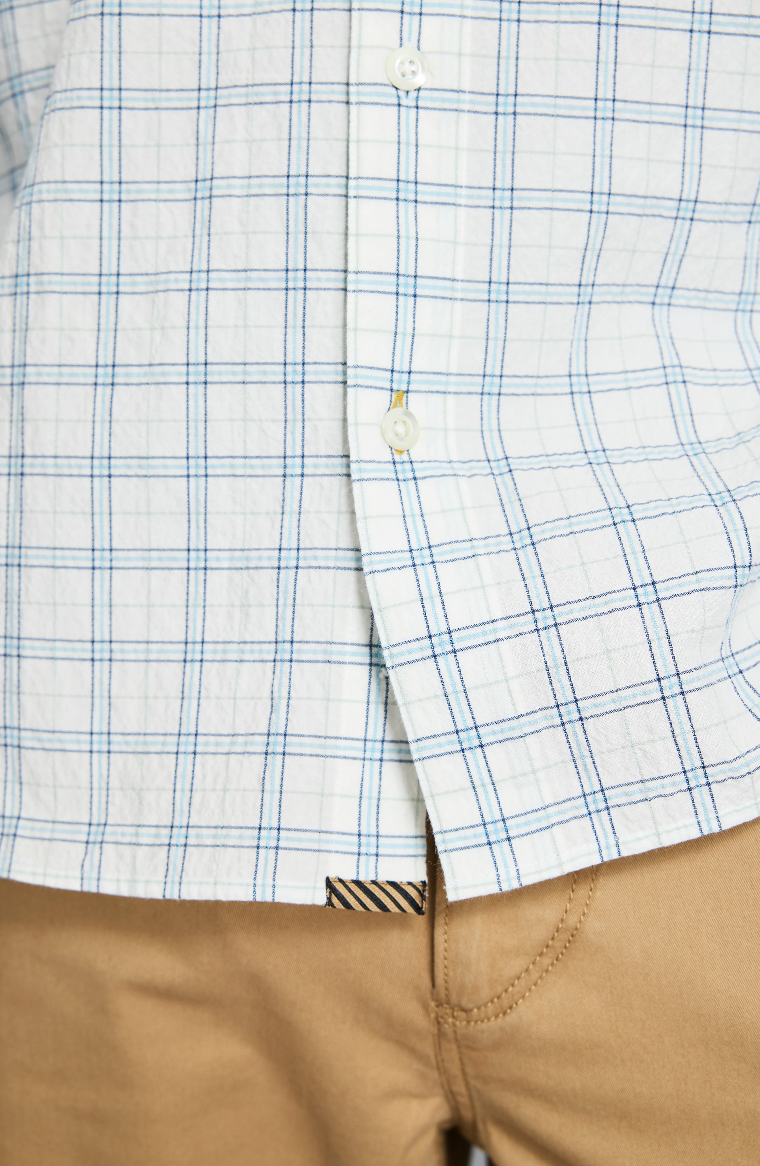 Seersucker Plaid Stretch Cotton Button-Up Shirt - image 2