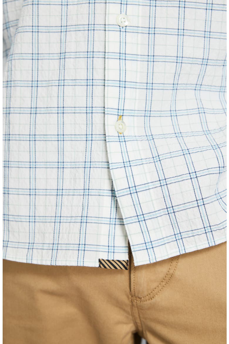 Seersucker Plaid Stretch Cotton Button-Up Shirt, Alternate, color, WHITE