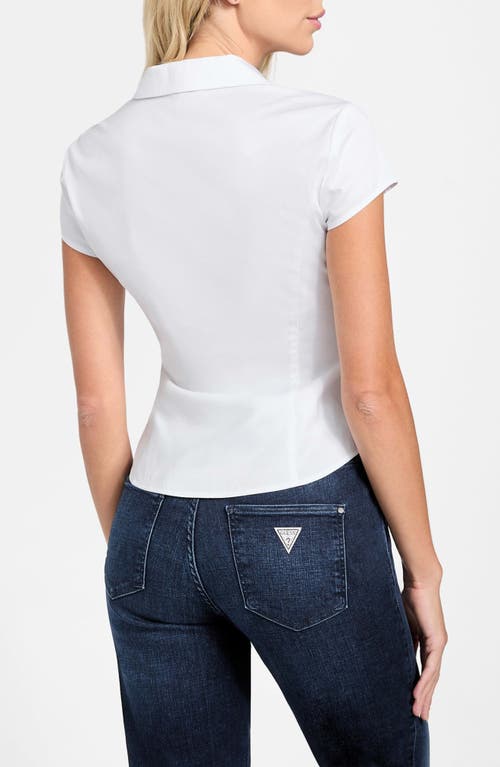 Guess Katie Ruffle Trim Button-up Shirt In White
