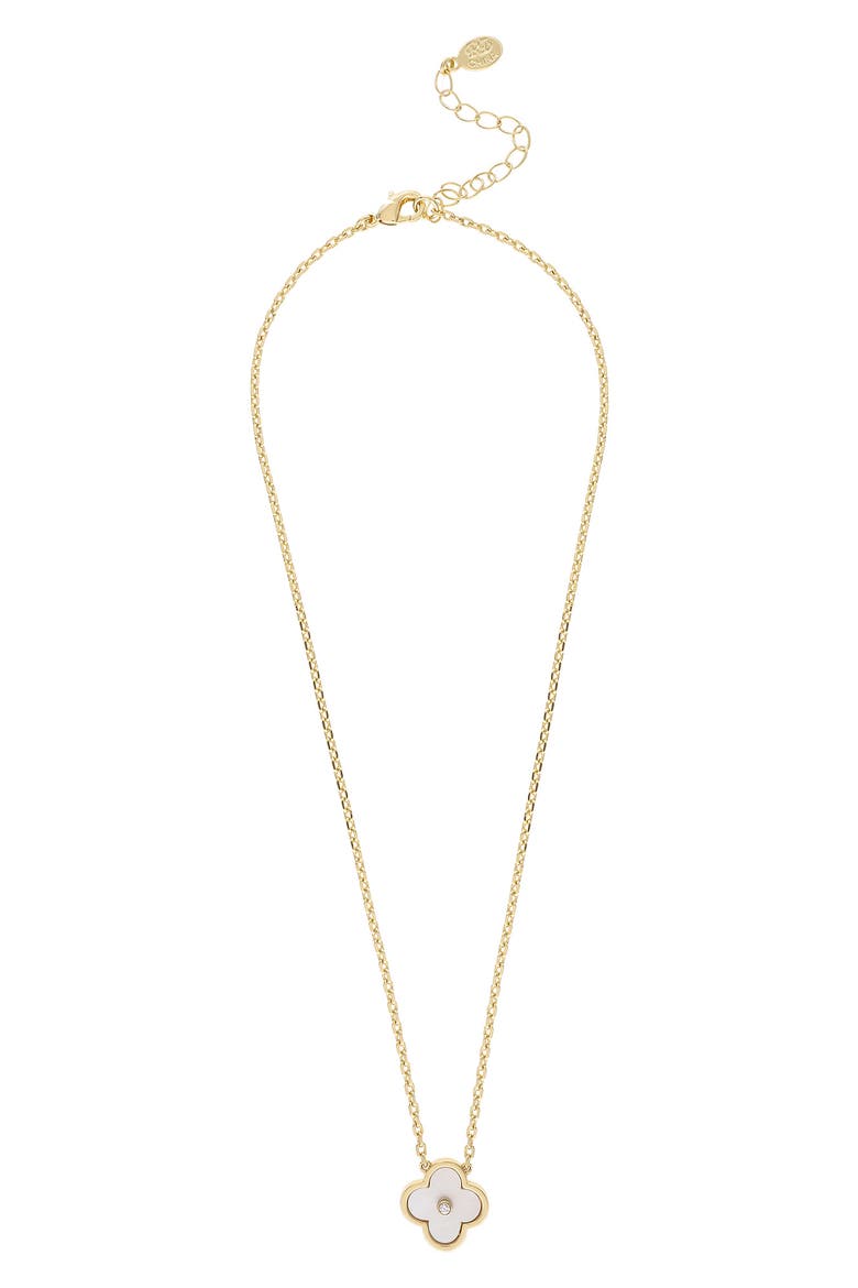 Faux Pearl Flower Station Necklace, Main, color, MOTHER OF PEARL