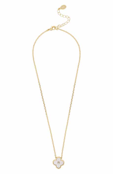 Faux Pearl Flower Station Necklace
