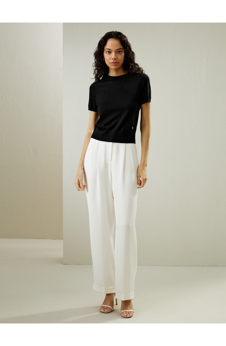 Lilysilk Cashmere Round Neck Sweater, Alternate, color, Black