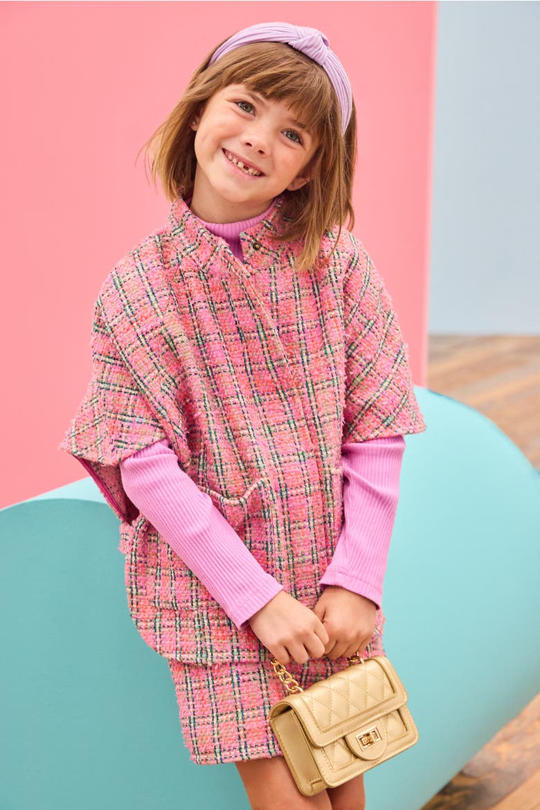 Kids' Tweed Cape, Alternate, color, Palermo Plaid