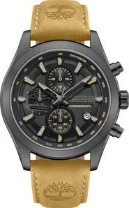 Timberland Ashmont Chronograph Leather Strap Watch, 44mm
