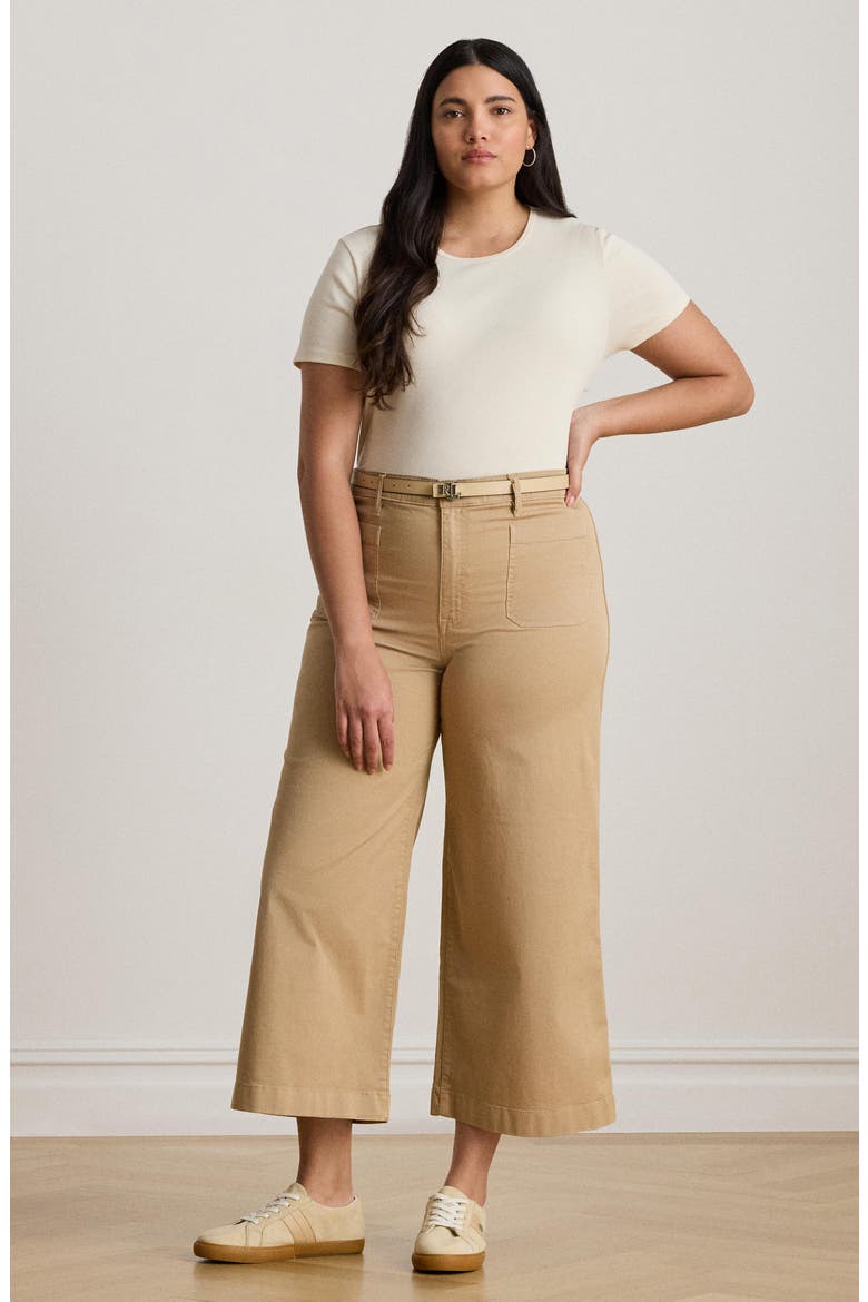 Yurshane Crop Wide Leg Chino Pants, Alternate, color, TAN