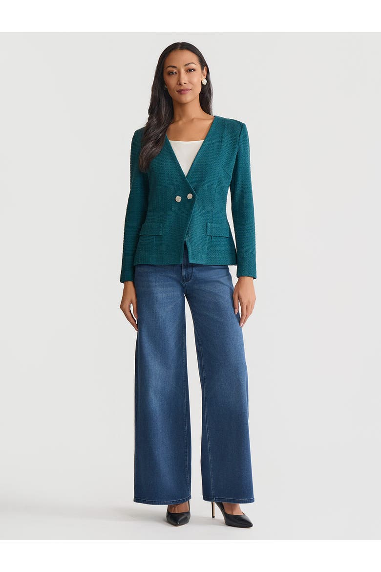 Tailored Two-Button Crossover Knit Jacket, Main, color, Spruce