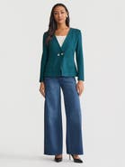 Misook Tailored Two-Button Crossover Knit Jacket
