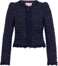 Maison Common Sequins Tweed Jacket With Macrame Trimming