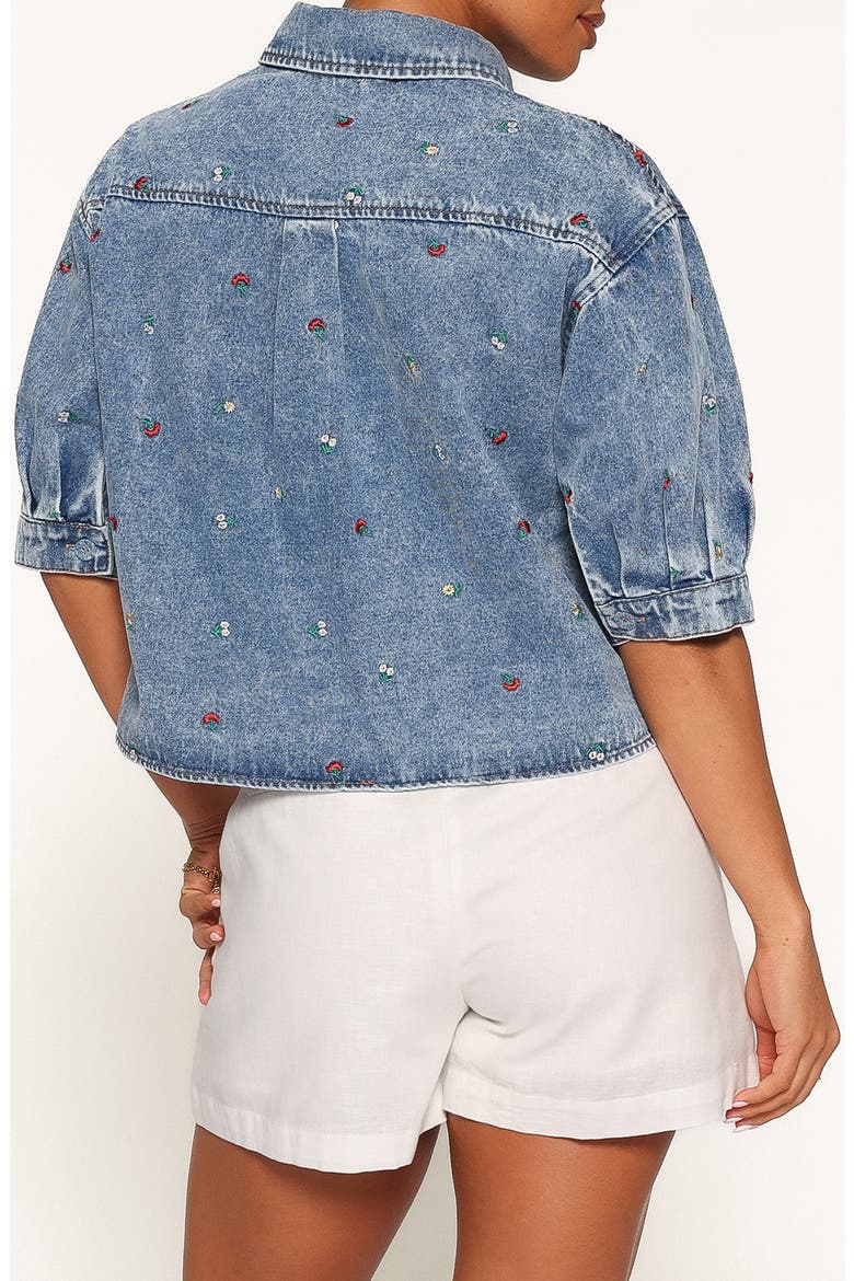 Nerys Embroidered Button-Up Denim Shirt, Alternate, color, MEDIUM WASH