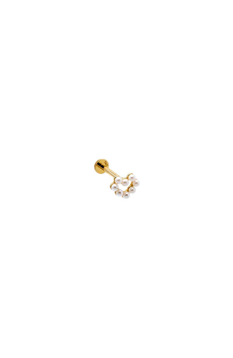 BY ADINA EDEN Piercing Open Pearl Heart Threaded Stud Earring 14K, Main, color,