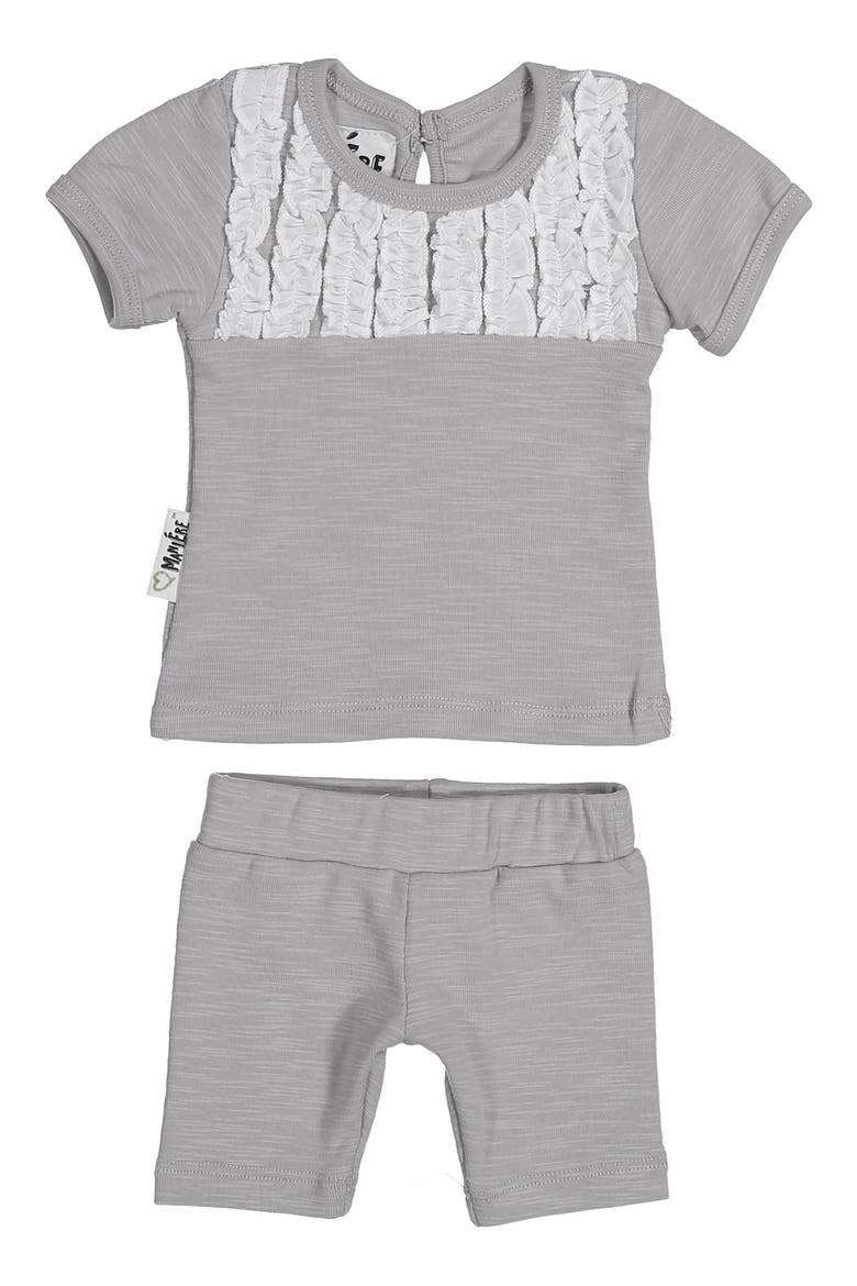 Tux Ruffle Top & Shorts Set, Main, color, GREY