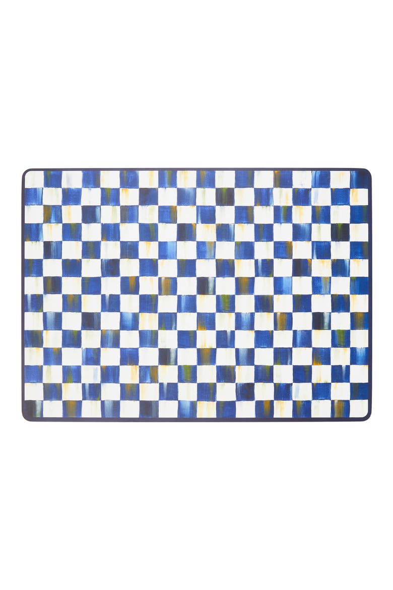 Royal Check Set of 4 Placemats, Main, color, BLUE/ WHITE