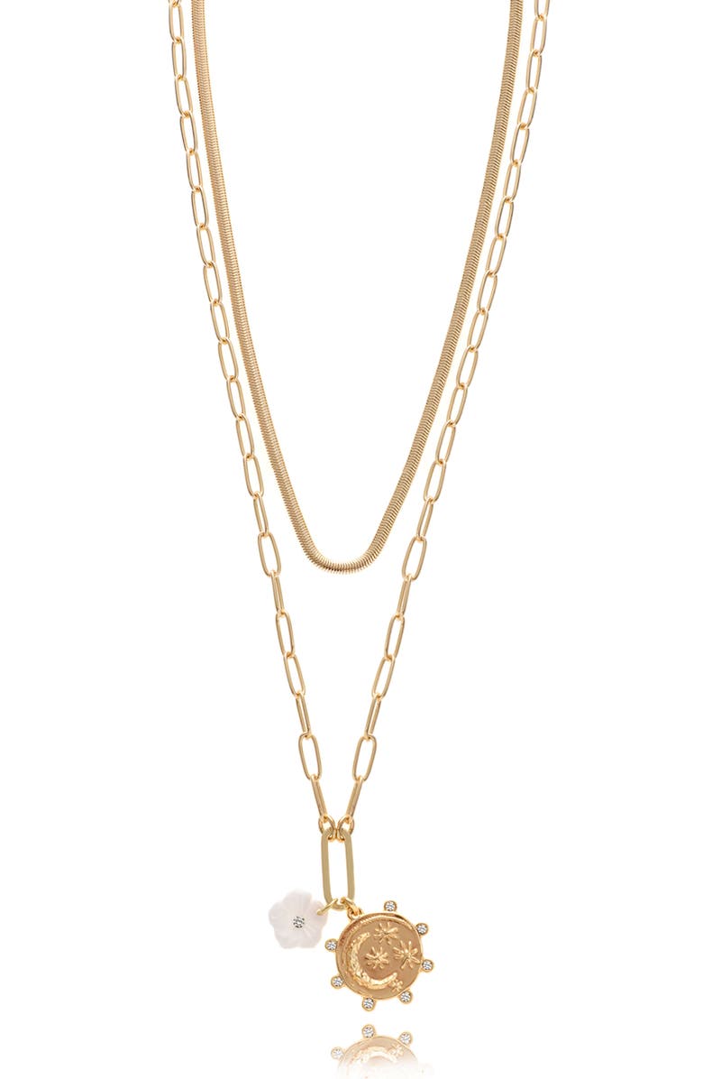 Ettika Celestial Layered Chain Pendant Necklace, Main, color, Gold
