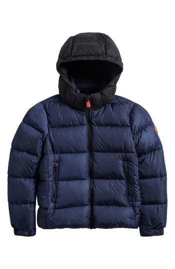 Save The Duck Kid's Hooded Puffer Jacket In Blue