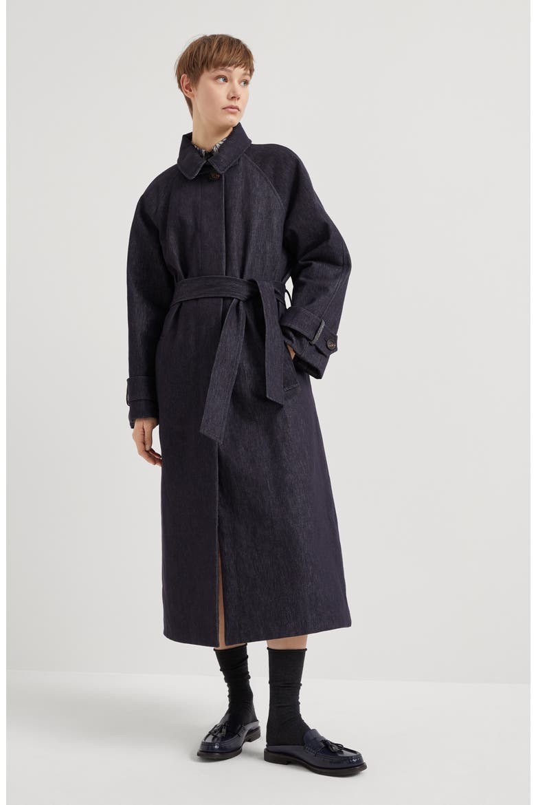 Denim trench coat, Alternate, color, Denim