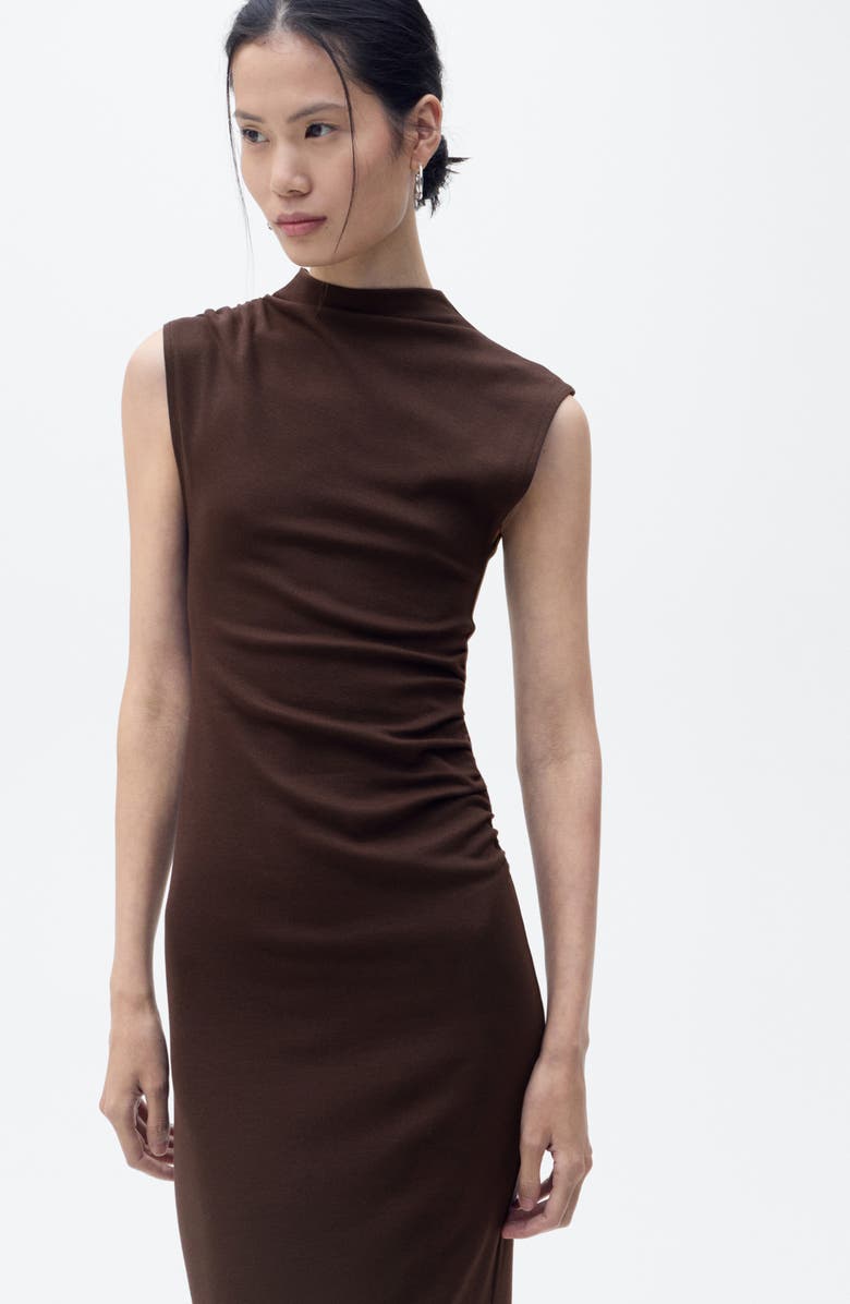 MANGO Curra Ruched Sleeveless Column Dress, Alternate, color, 