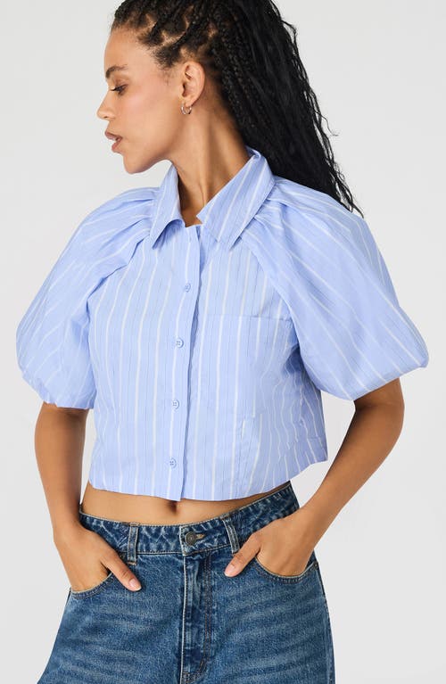 Steve Madden Reece Striped Puff Sleeve Shirt In Blue