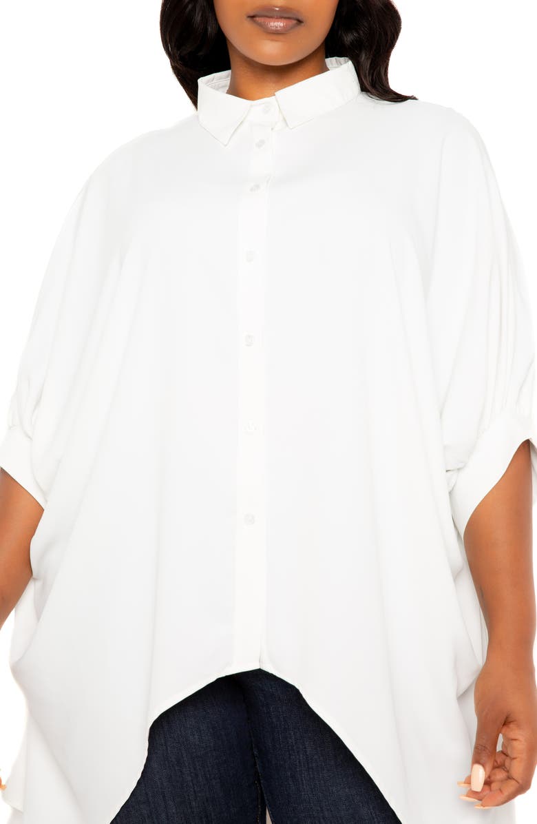 BUXOM COUTURE Flowy High-Low Shirt, Alternate, color, White