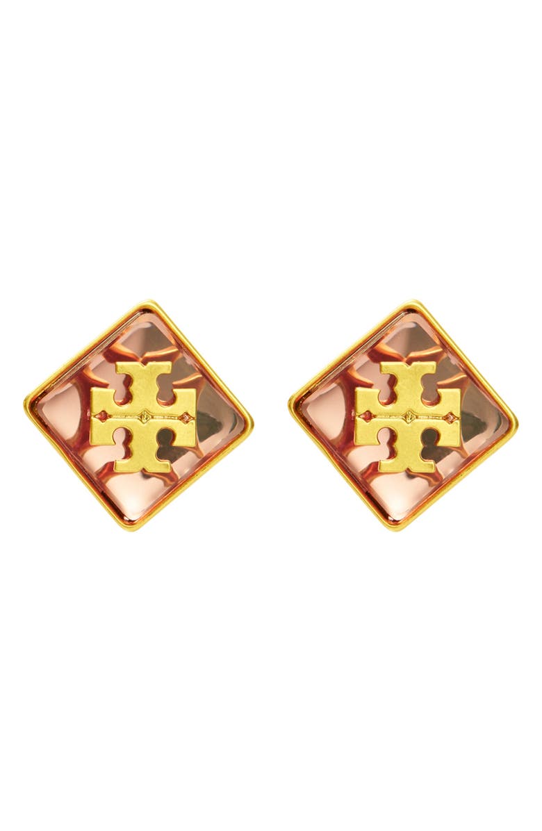 Tory Burch Resin Logo Stud Earrings, Main, color,