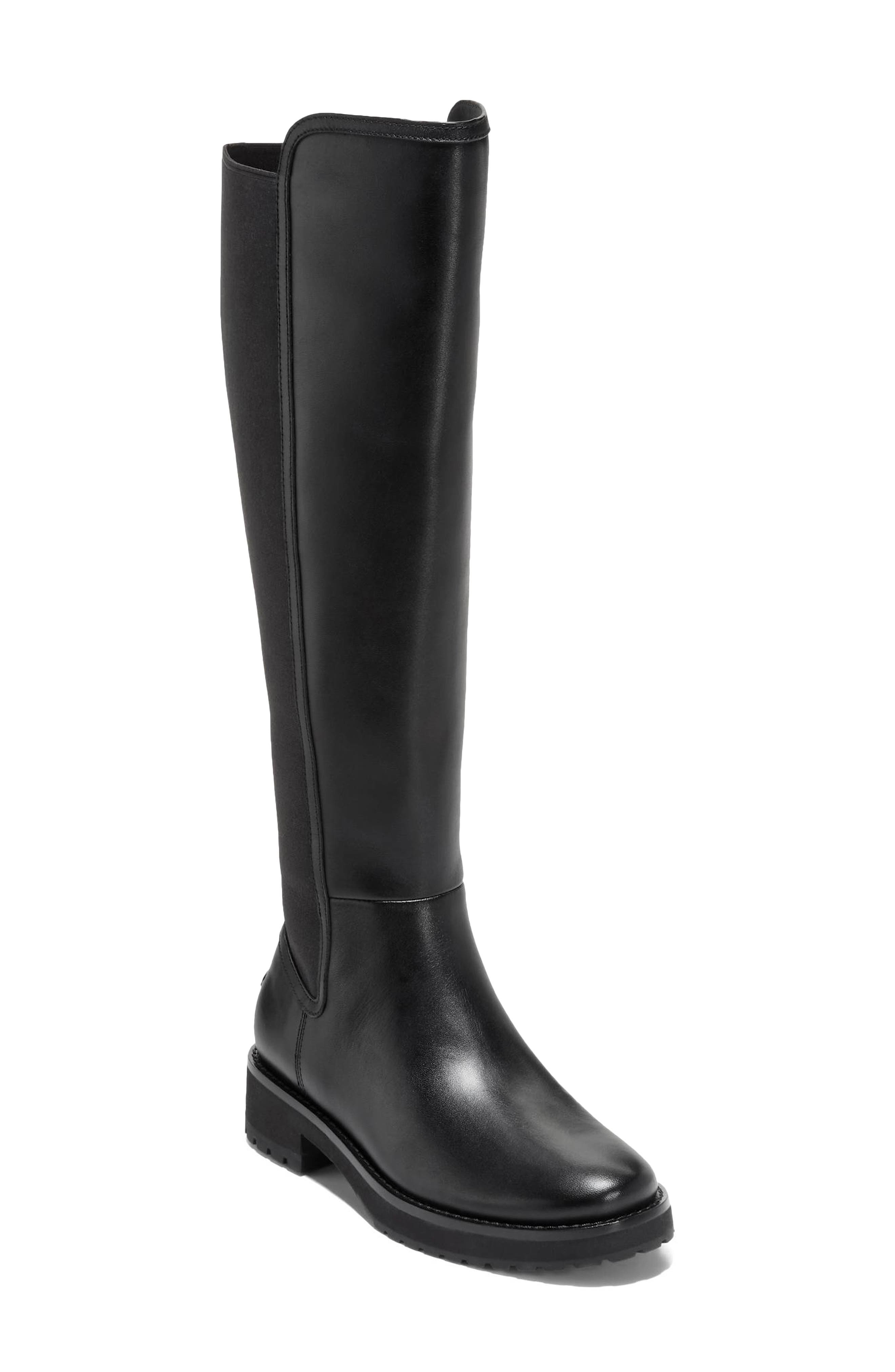 Cole Haan Lyndon Waterproof Tall Boot, Main, color, Black Leather