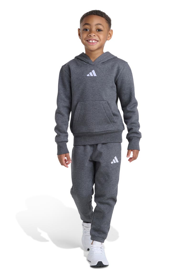 Kids' Fleece Hoodie & Sweatpants Set, Main, color, DARK HEATHER