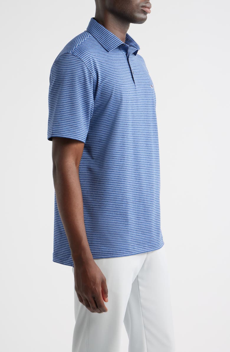 vineyard vines Stripe Sankaty Short Sleeve Performance Polo, Alternate, color, Blue/ Sum Evening