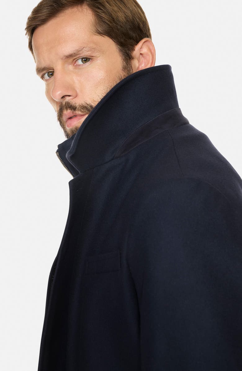 Norwegian Wool Euro Waterproof Wool & Cashmere Blend Coat with Removable Bib, Alternate, color, Navy