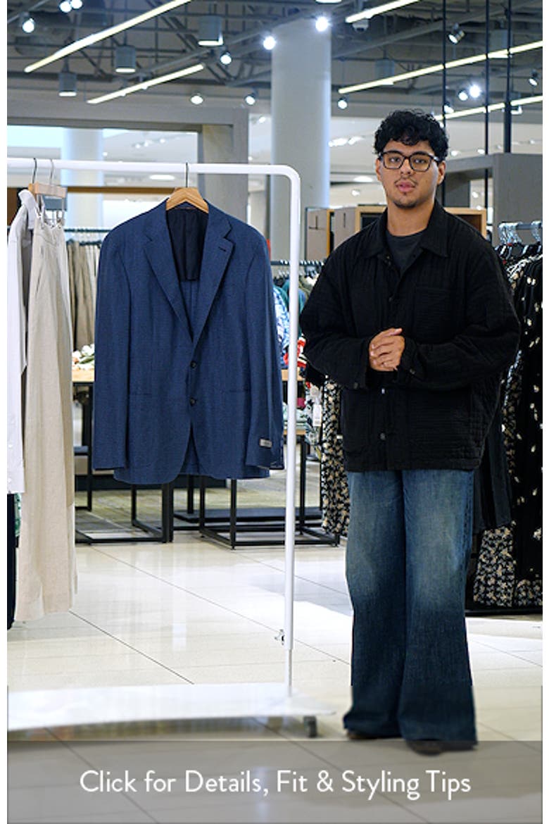 Kei Trim Fit Blue Wool & Cotton Blend Herringbone Sport Coat video