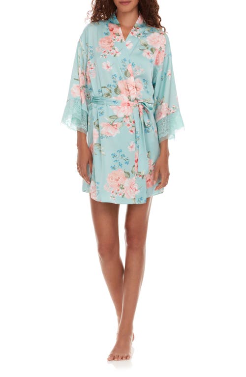 Flora Nikrooz Andrea Floral Lace Trim Robe In Blue