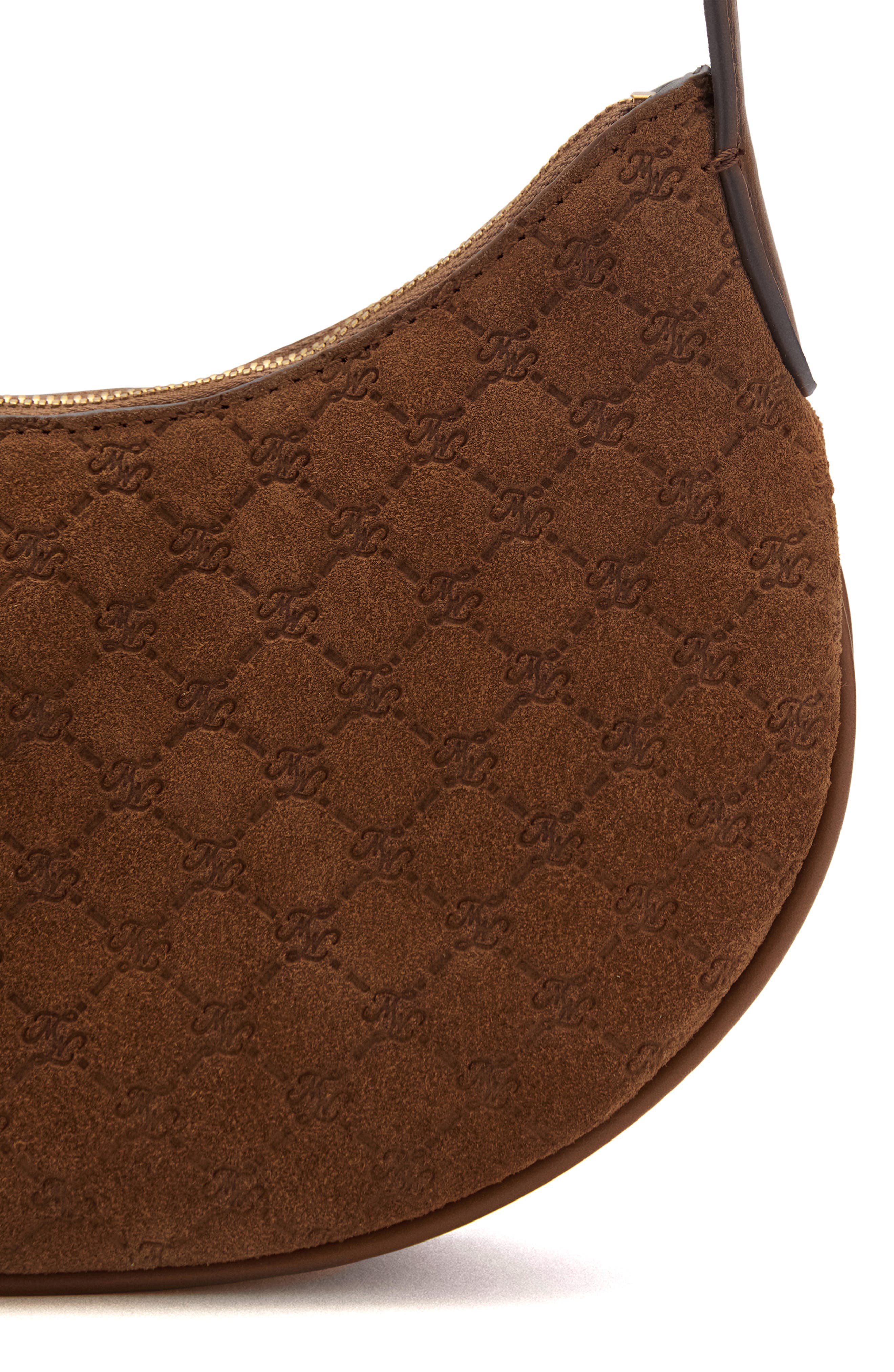 MANGO Debossed Monogram Suede Shoulder Bag, Alternate, color, 