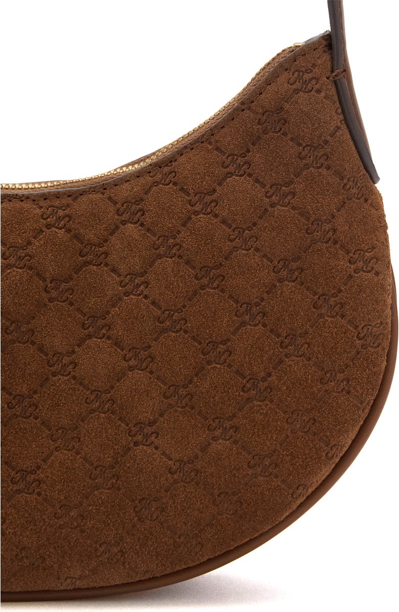 MANGO Debossed Monogram Suede Shoulder Bag, Alternate, color,