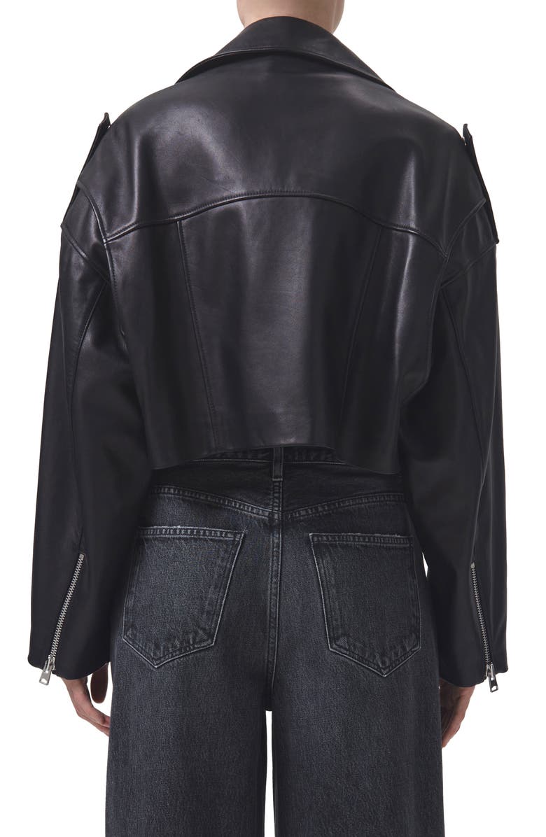AGOLDE Remi Crop Leather Biker Jacket, Alternate, color, 