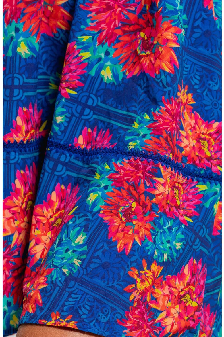 Floral Ruched Sleeve Cover-Up Sundress, Alternate, color, BLUE MULTI