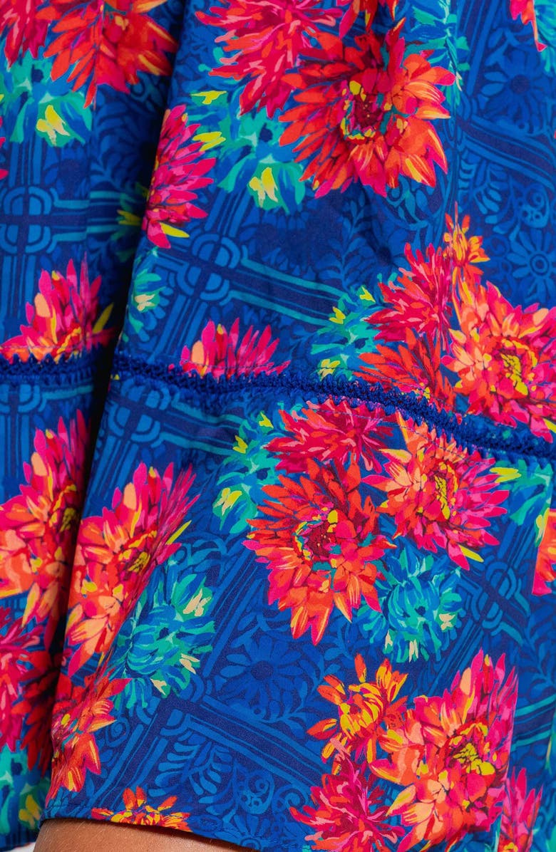 Cosita Linda Floral Ruched Sleeve Cover-Up Sundress, Alternate, color, Blue Multi