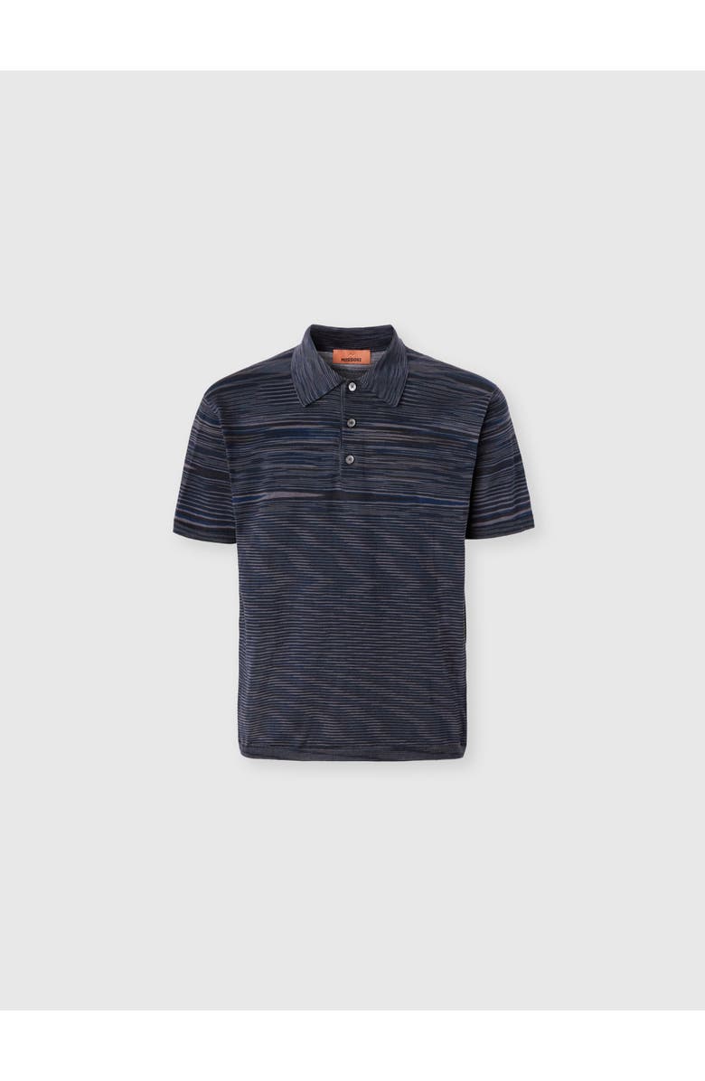 Missoni Flamed Mercerized Cotton Polo Shirt, Main, color, Beige& White